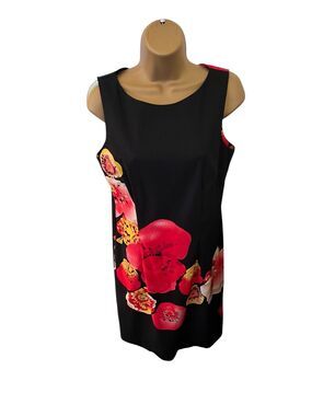 AB Studio Sleeveless Floral Sheath Dress Black 10